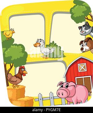 Frame template with farm animals illustration Stock Vector Image & Art ...