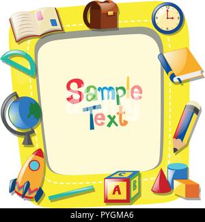 Background template with different types of stationaries illustration Stock Vector