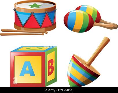 Musical instruments and toys illustration Stock Vector