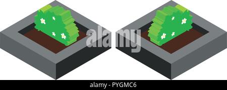Plant in flowerpot in 3D illustration Stock Vector