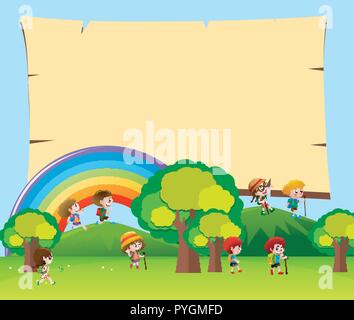 Border template with kids in park illustration Stock Vector Image & Art ...
