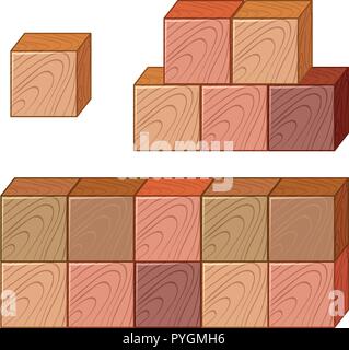 Many pieces of wooden cubes illustration Stock Vector