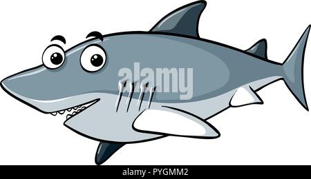 Gray shark on white background illustration Stock Vector