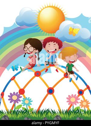 Kids playground in the park with rainbow in the sky at daytime cartoon  style Stock Vector Image & Art - Alamy