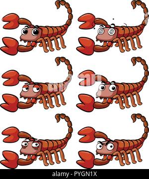 Scorpion with different facial expressions illustration Stock Vector