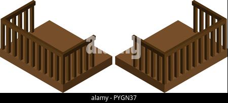 3D design for wooden balcony illustration Stock Vector