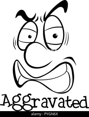 Facial expression with word aggravated illustration Stock Vector