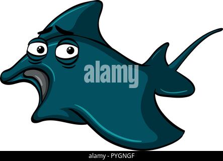Blue stingray on white background illustration Stock Vector