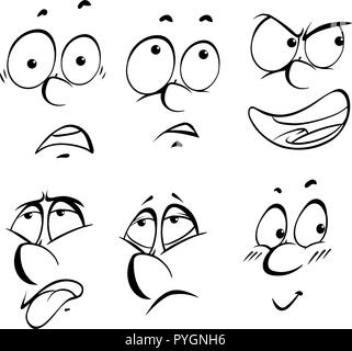 Six different facial expressions illustration Stock Vector Image & Art ...