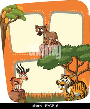 Board template with wild animals in zoo illustration Stock Vector Image ...