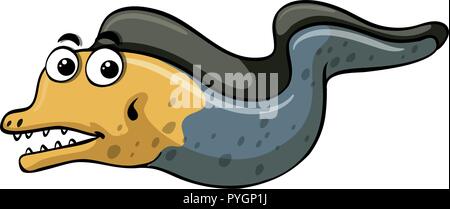 Eel swimming on white background illustration Stock Vector