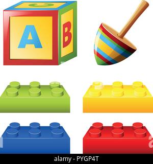 Alphabet block and colorful bricks illustration Stock Vector