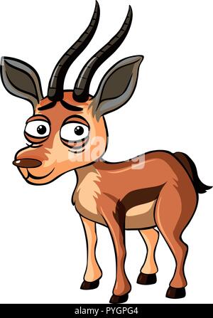 Gazelle with sad face on white background illustration Stock Vector