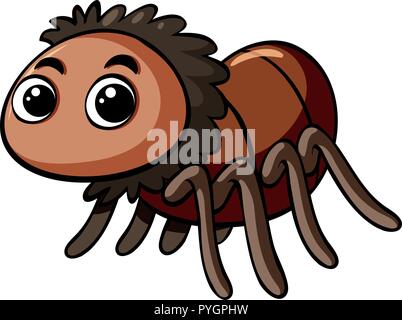 Brown spider on white background illustration Stock Vector