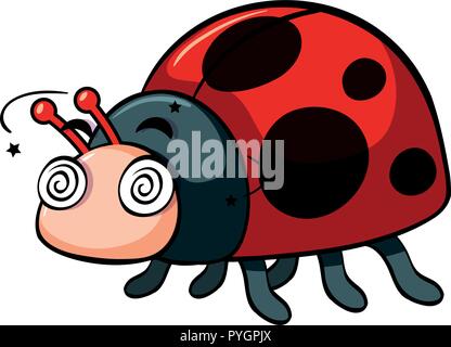 Ladybug with dizzy face illustration Stock Vector