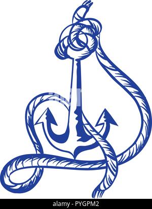 Anchor symbol in blue color illustration Stock Vector