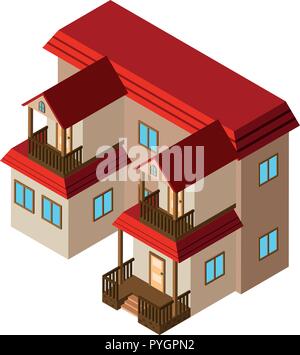 Isometric house building on white illustration Stock Vector