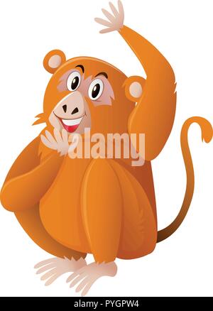 Wild monkey on white background illustration Stock Vector