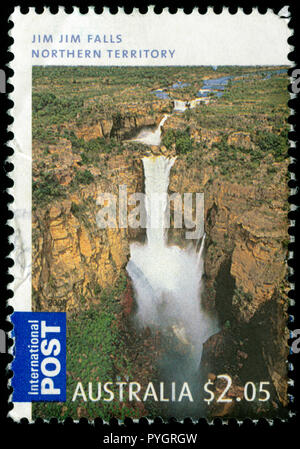 Postmarked stamp from Australia in the  International Post. Waterfalls of Australia series issued in 2008 Stock Photo