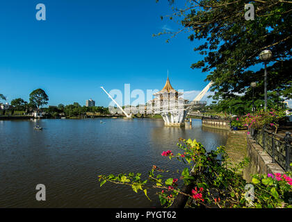 Kuching Waterfront Recreational Park at Sarawak riverbank Stock Photo