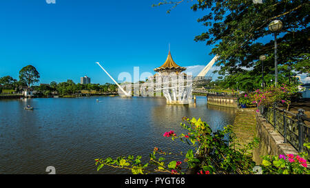 Kuching Waterfront Recreational Park at Sarawak riverbank Stock Photo