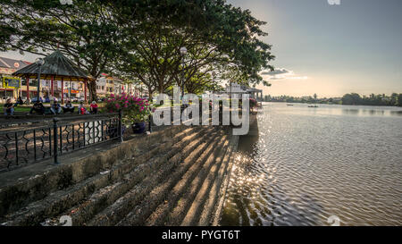 Kuching Waterfront Recreational Park at Sarawak riverbank Stock Photo