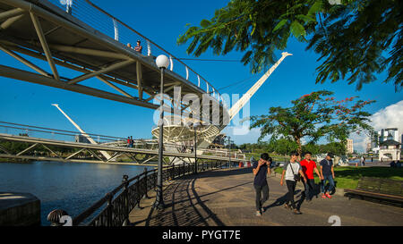 Kuching Waterfront Recreational Park at Sarawak riverbank Stock Photo