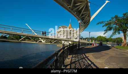 Kuching Waterfront Recreational Park at Sarawak riverbank Stock Photo