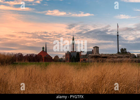 ROME, NEW YORK, - MAY 28, 2018: A cityscape shot of Saint Peter Church from Fort Stanwix roof, it is a Roman Catholic church located on 105 E Liberty  Stock Photo