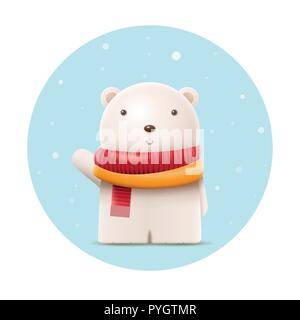 Cute polar bear say hi. Vector character illustration. Elements are layered separately in vector file. Stock Vector