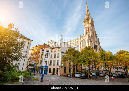 Morning view on the saint Epvre cathedral in Nancy city, France Stock Photo