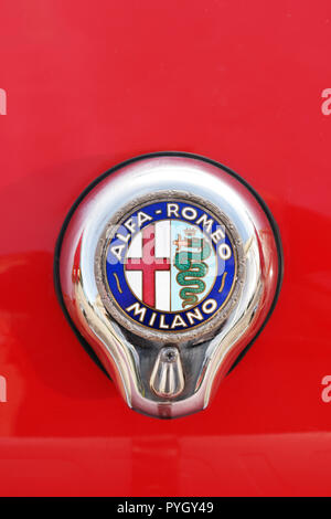Emblem of Alfa-Romeo on a classic car Stock Photo