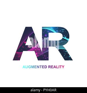 Augmented reality concept banner, AR. Virtual reality and augmented reality logo. Modern technologies sci-fi concept, vector Stock Vector