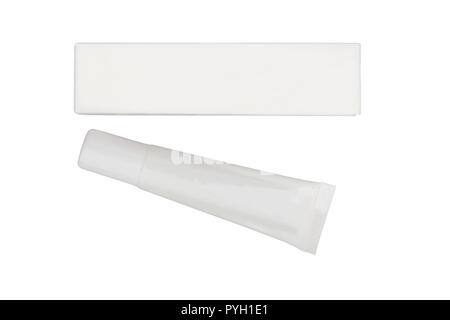 Blank tube and a box in set isolated  on white background Stock Photo