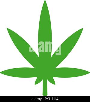 Vector marijuana leaf icon. Hemp, cannabis symbol and sign illustration on white background. Stock Vector