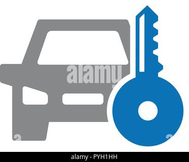Vector key car icon. Automobile alarm system symbol and sign illustration on white background. Stock Vector