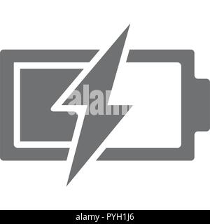 Vector power battery with lightning bolt icon. Half charged accumulator symbol and sign illustration on white background Stock Vector