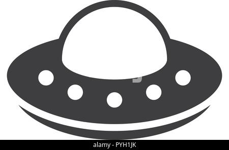 Simple UFO icon. Spaceship, alien symbol and sign vector illustration design. Isolated on white background Stock Vector