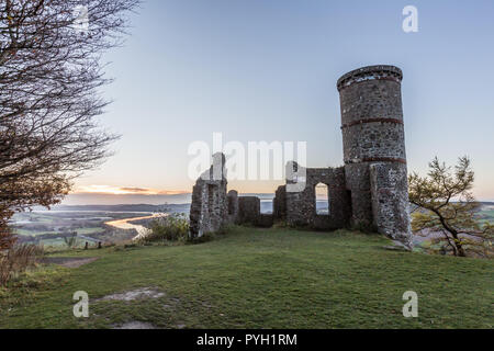 The ruins of Kinnoull Hill  Tower overlooking the River tay and the city of Perth, Scotland, UK Stock Photo