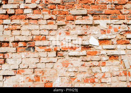 Stone texture background of red brick wall, texture of stone red bricks, closeup Stock Photo