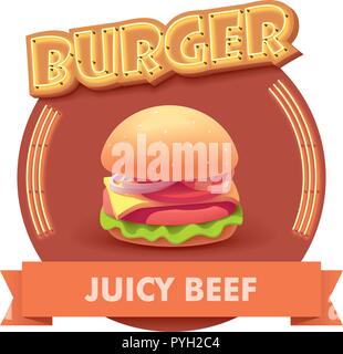 Vector burger illustration or label for menu Stock Vector