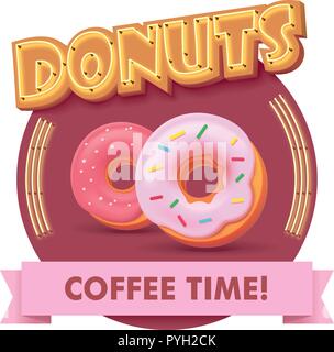 Vector donuts illustration or label for menu Stock Vector
