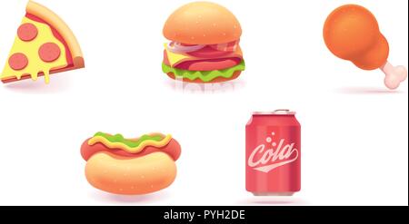 Vector fast food icon set Stock Vector