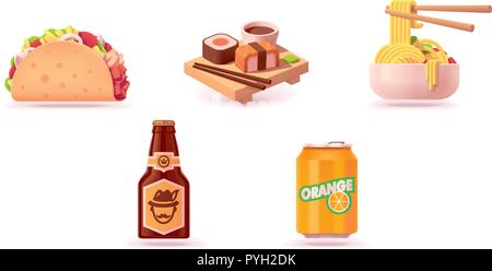 Vector fast food icon set Stock Vector