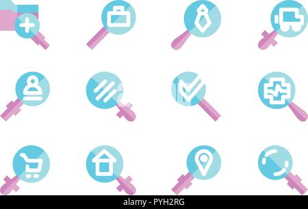 Search Icon Template Set Vector Sign Design Stock Vector