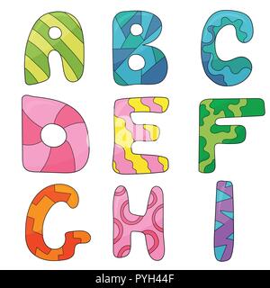 Vector cartoon set of isolated ocartoon style, alphabet letters Stock Vector
