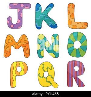 Vector cartoon set of isolated ocartoon style, alphabet letters Stock Vector