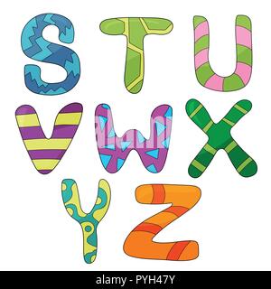 Vector cartoon set of isolated ocartoon style, alphabet letters Stock Vector