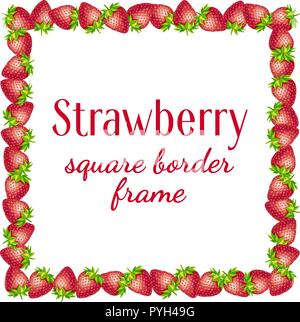Strawberry square border frame. Stock Vector