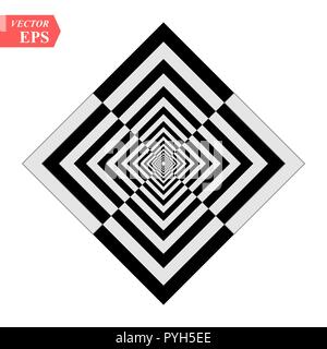 A black and white relief tunnel. Optical illusion. Vector illustration. Black and white squares. eps10 Stock Vector